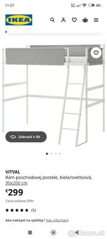zvysena kovova postel Ikea Vitval, 90x200 cm - 8
