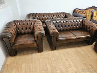 CHESTERFIELD ŠTÝL,KOŽENÁ 3+2+1,NEROZŤAHOVACIA - 8