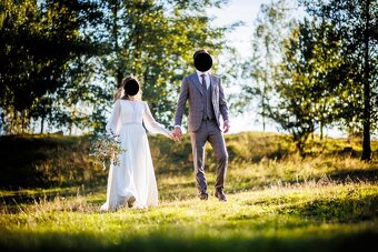 Predám svadobné šaty veľ. S - 166cm/53kg - 8