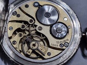 Strieborné, vreckové hodinky,Lanco. - 8