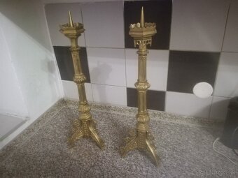 Staré svícne mosazné původním stavu krásném stavů - 8