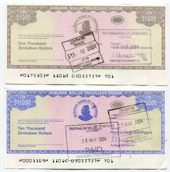 Cestovné šeky Zimbabwe 2003 - 8