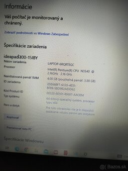 Predám Lenovo Ideapad 100-15IBY 15.6" Black 500gb Hdd - 8