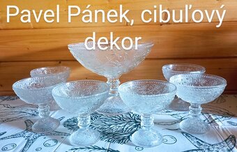 Retro sklenená žardiniéra+6 ks misky - 8