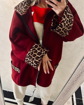 Damsky oversize kabatik bordo - 8