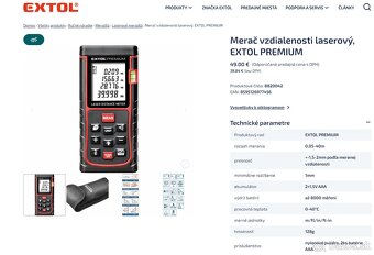 Laserorový diaľkomer (disto) značky Extol - 8