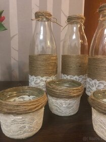 Jutova váza na svadbu - výzdoba svadobná - 8