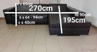 Kožená POLOROSKLADACIA sedacia súprava -TOP, ako NOVÁ - 8