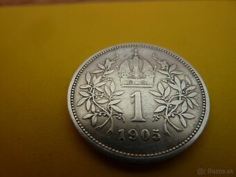 R-U vzácna strieborná 1 koruna 1905 bz vo veľmi peknom stave - 8