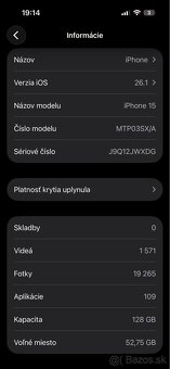 iphone 15 128GB Batéria 88% - 8