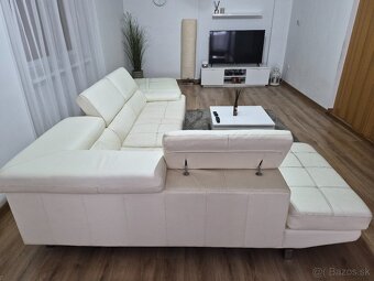 Kožená sedacia súprava + taburetka - 8