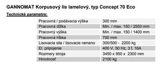 GANNOMAT Korpusový lis lamelový, typ Concept 70 Eco - 8