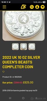 Predam investicne striebro Queens Beast 10oz+2oz - 8