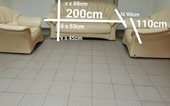 Kožená sedacia súprava + 2 kreslá - PRAVÁ KOŽA, TOP STAV - 8