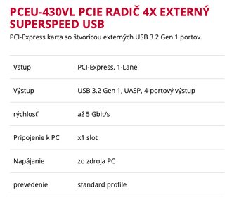 AXAGON PCEU‑430VL – USB 3.0 PCIe karta, nepoužitá - 8