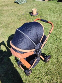 Nový kombinovaný kočárek 3v1 (černo-zlatý) - 8