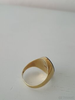 Pánsky zlatý prsten s ónyxom - 8