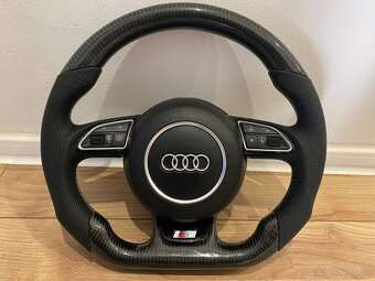 AUDI VOLANT KARBONOVY - zkoseny - karbon - perforovana koža - 8