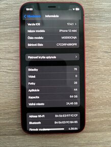 Apple iPhone 12 mini 64GB RED 85% zdravie batérie - 8