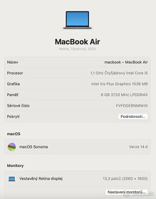 Macbook AIR 2020, I5 - čtyřjádrový, 256GB - 8