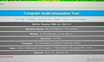 Dell Precision 7560 work station i5-11gen/16gb/512SSD/NVIDIA - 8