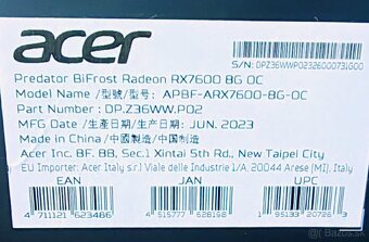 Predám ACER RADEON RX 7600 PREDATOR 

RX - 8