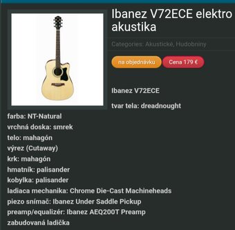 elektro akusticka gitara IBANEZ V72ECE dreadnougt - 8