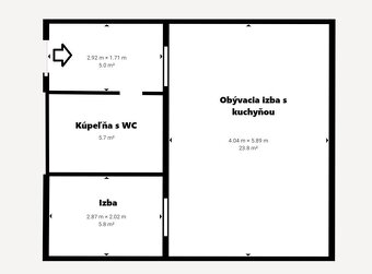 2-izbový byt (41 m2), kompletná rekonštrukcia, lódžia (5,5 m - 8
