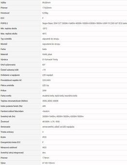 LIIM0011-A Segon Basic 20W CCT 3K 4K 6K UGR 19 230V 60° ECG - 8