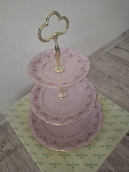 Leander ružový pozlátený porcelánový set - 8