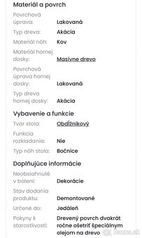 Jedálenský stôl + ZADARMO 4x stoličky a koberec - 8
