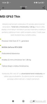 Herný notebook MSI GF63 Thin 11UC-618CZ - 8