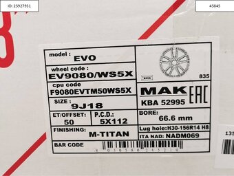 9J R18 5x112 ET50 Mercedes A, B, C, CLA alu disky 1251 - 8