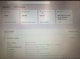Notebook HP EliteBook 745 G4, A10, SSD 120 GB, 8 GB RAM - 8