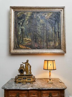Starožitná stolní lampička z onyxu a mosazi - 8