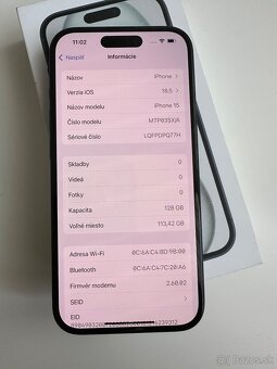 Apple iPhone 15 Black 128GB - 88% batériám - 8
