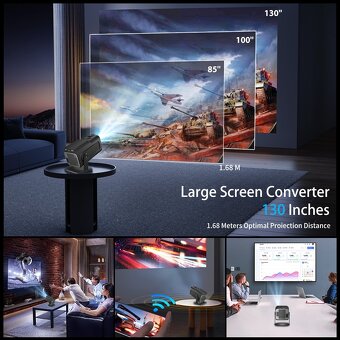 4k projektor android, Bluetooth, WiFi, obraz 150"+plátno - 8