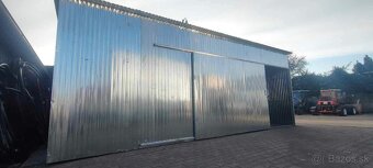 Plechová garáž 8×7 m so spádom dozadu posúvna brána - 8