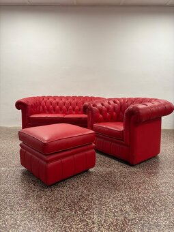 CHESTERFIELD ŠTÝL,KOŽENÁ SEDAČKA NEROZŤAHOVACIA 2+1+TABURET - 8