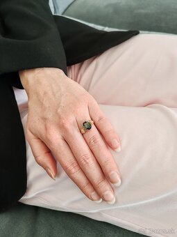 Prsteň zo 14ct žltého zlata s 2,64ct Turmalínom a Zafírmi - 8