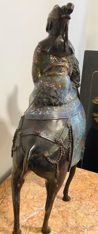 Starožitná bronzová socha Cloisonne  Japonsko - 8