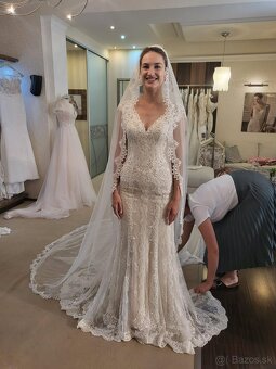 Čipkované svadobné šaty Pronovias - 8
