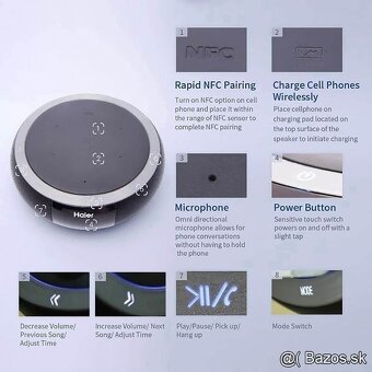 NFC Bluetooth reproduktor+power bank-Bezdrôtová nabíjačka - 8