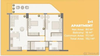 Ponúkam Vám na predaj apartmán 2 + 1 na Severnom Cypre. - 8