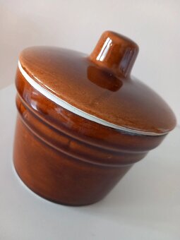 Stará ťažšia keramická dóza s vekom 11,5x11,5 cm - 8