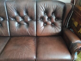 Celokožená sedacia súprava chesterfield - 8