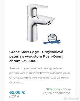 Grohe Start Edge - Umývadlová batéria s výpustom Push-Open - 8