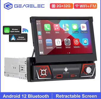 1-din rádio s výsuvnou obrazovkou car play, android car - 8