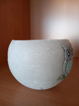 Voskový svietnik Sovičky na čajový kahanček 10x9 cm - 8