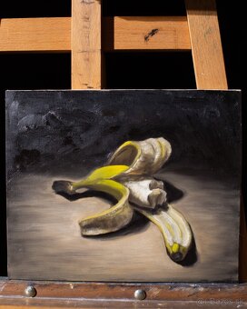 Zátišie s banánom - tradičná olejomaľba - 8